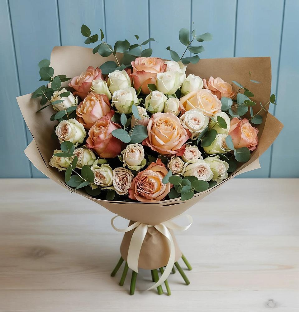 Букет цветов из: Альстромерии и Розы в Нижней Туре