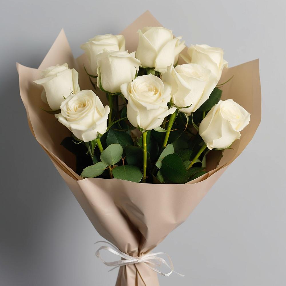 Букет 9 Белых роз Эдлесс Лав в Нижней Туре