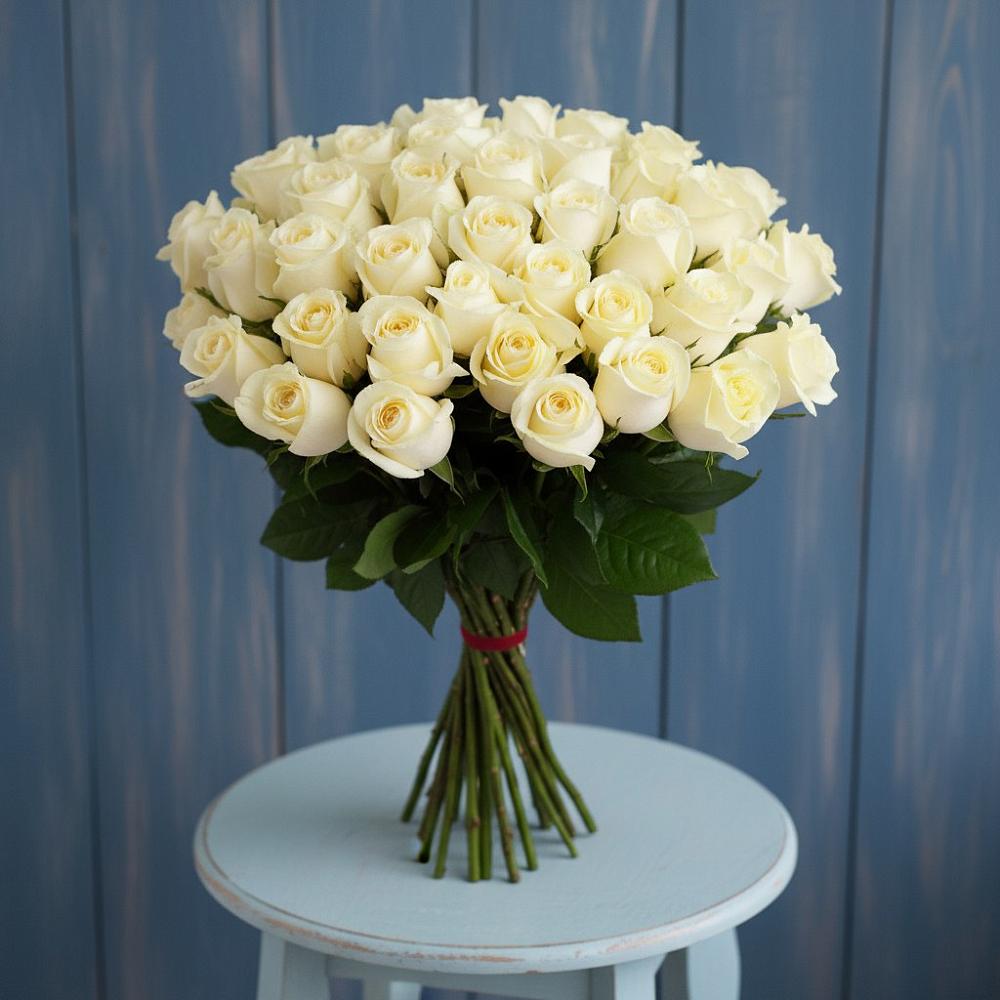 Букет 51 Белая роза Эдлесс Лав в Нижней Туре
