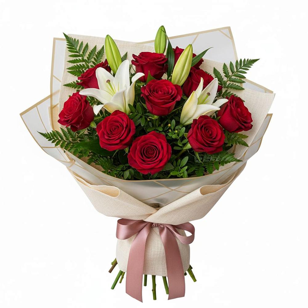 Букет цветов из: Лилии и Розы в Нижней Туре