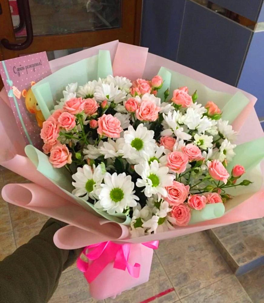 Букет цветов из: Розы и Хризантемы в Нижней Туре