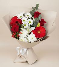 Букет цветов из:  Розы, Хризантемы, Герберы и Лилии #REPLACE_PRED# Нижней Туре