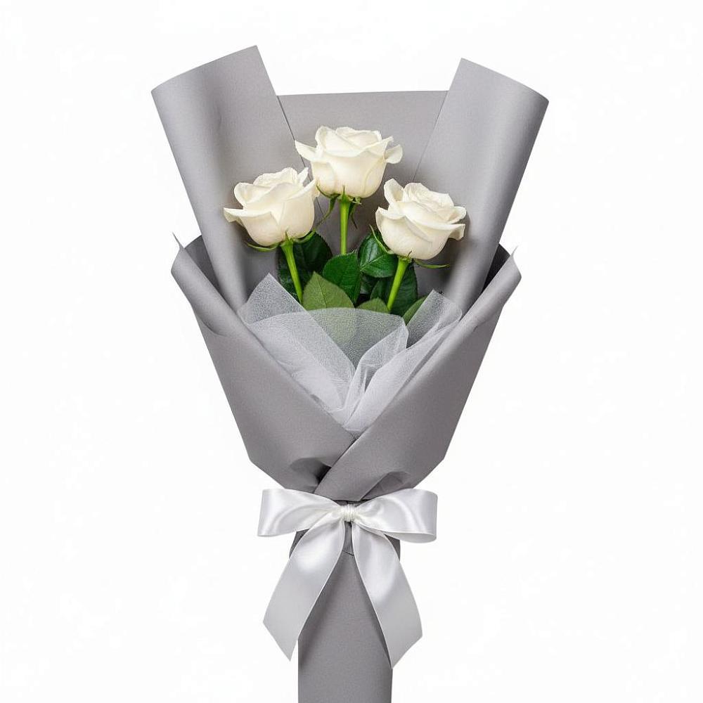 Букет 3 белые розы в Нижней Туре