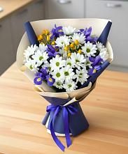 Букет цветов из:  Розы, Ирисы и Хризантемы в Нижней Туре