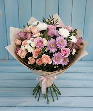 Букет цветов из:  Хризантемы, Розы и Альстромерии в Нижней Туре