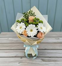 Букет цветов из:  Герберы, Розы и Хризантемы в Нижней Туре