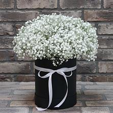 Цветочная композиция из Гипсофила в шляпной коробке в Нижней Туре